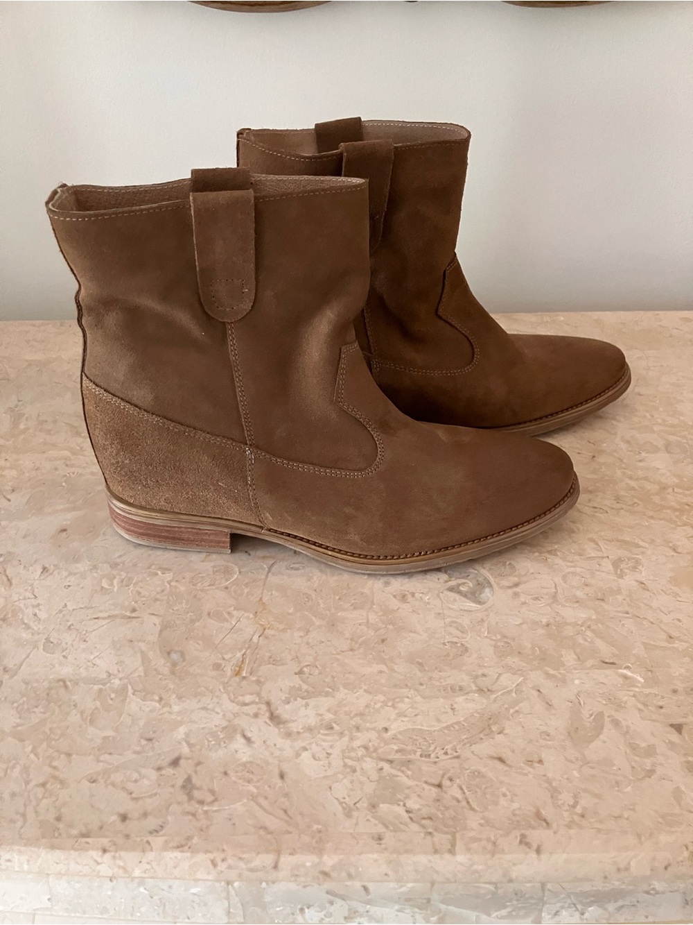 Howsty by Anthropologie Tan Suede Western Bootie - Size EU 39/ US 8-8.5
